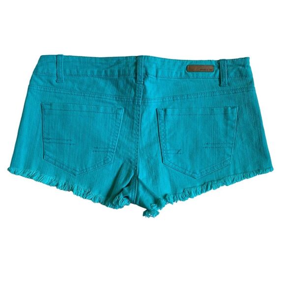 O'Neill Community Jean Shorts Women's Size 7 Teal Denim Raw Hem Beach Summer - Picture 4 of 12
